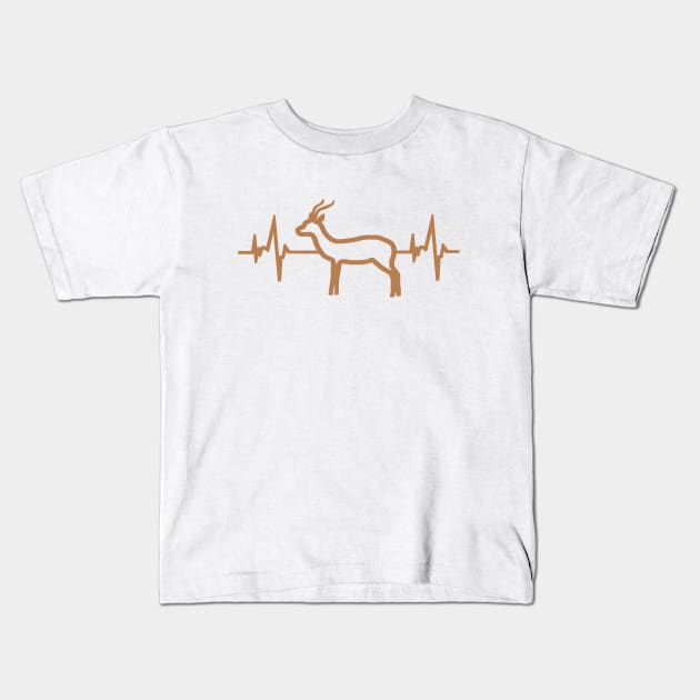 Gazelle Wild animal Horn carrier Heartbeat ECG Kids T-Shirt by FindYourFavouriteDesign